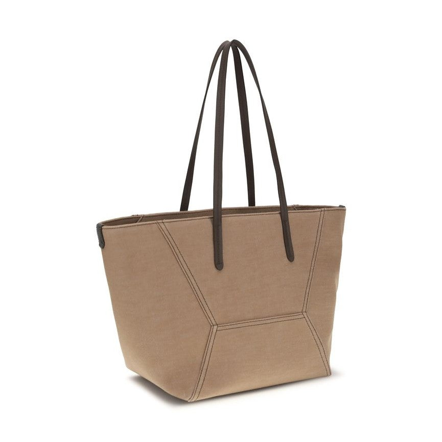 Brunello Cucinelli Beige Cotton Shoulder Bag