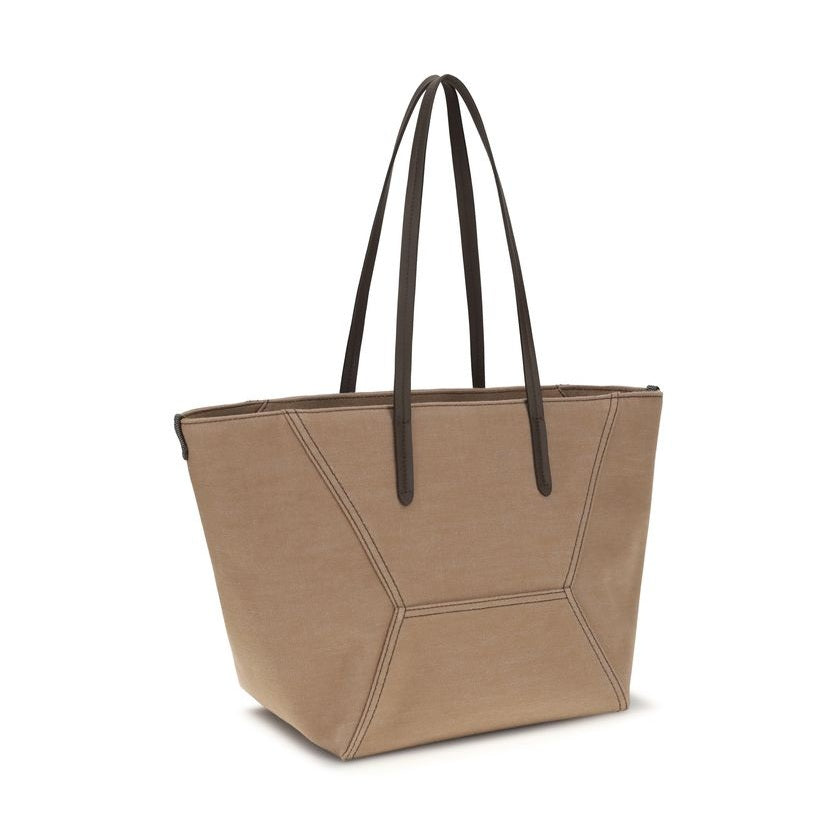 Brunello Cucinelli Beige Cotton Shoulder Bag