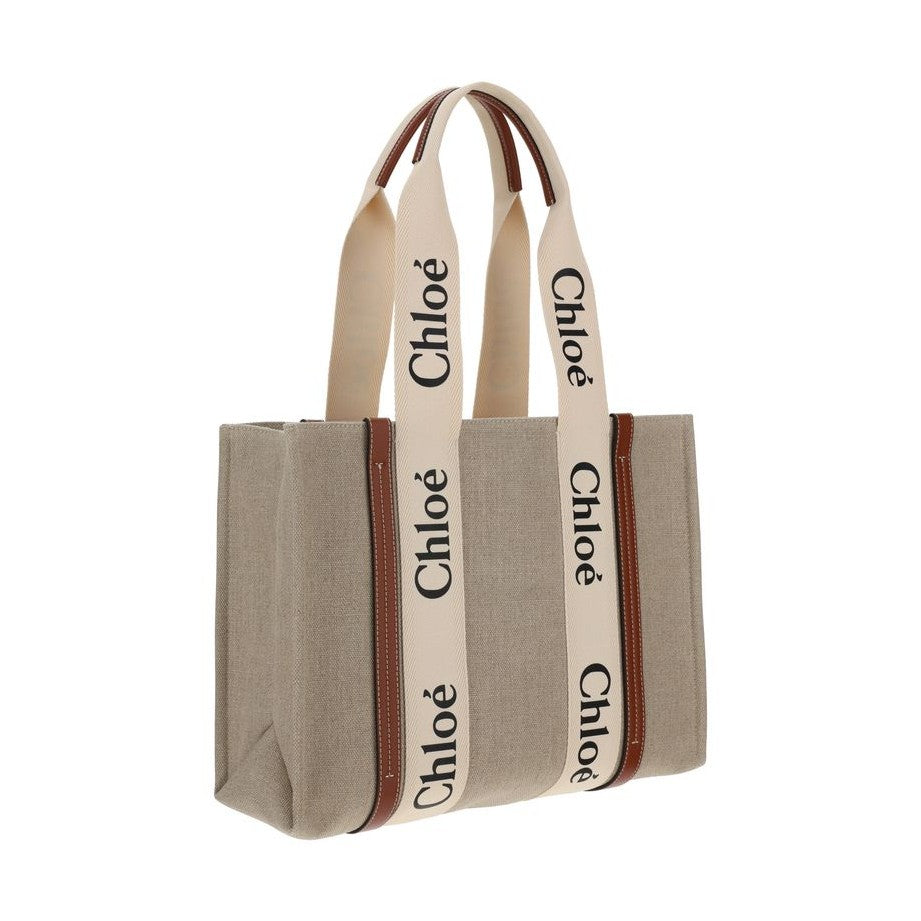 Chloé Beige Linen Handbag