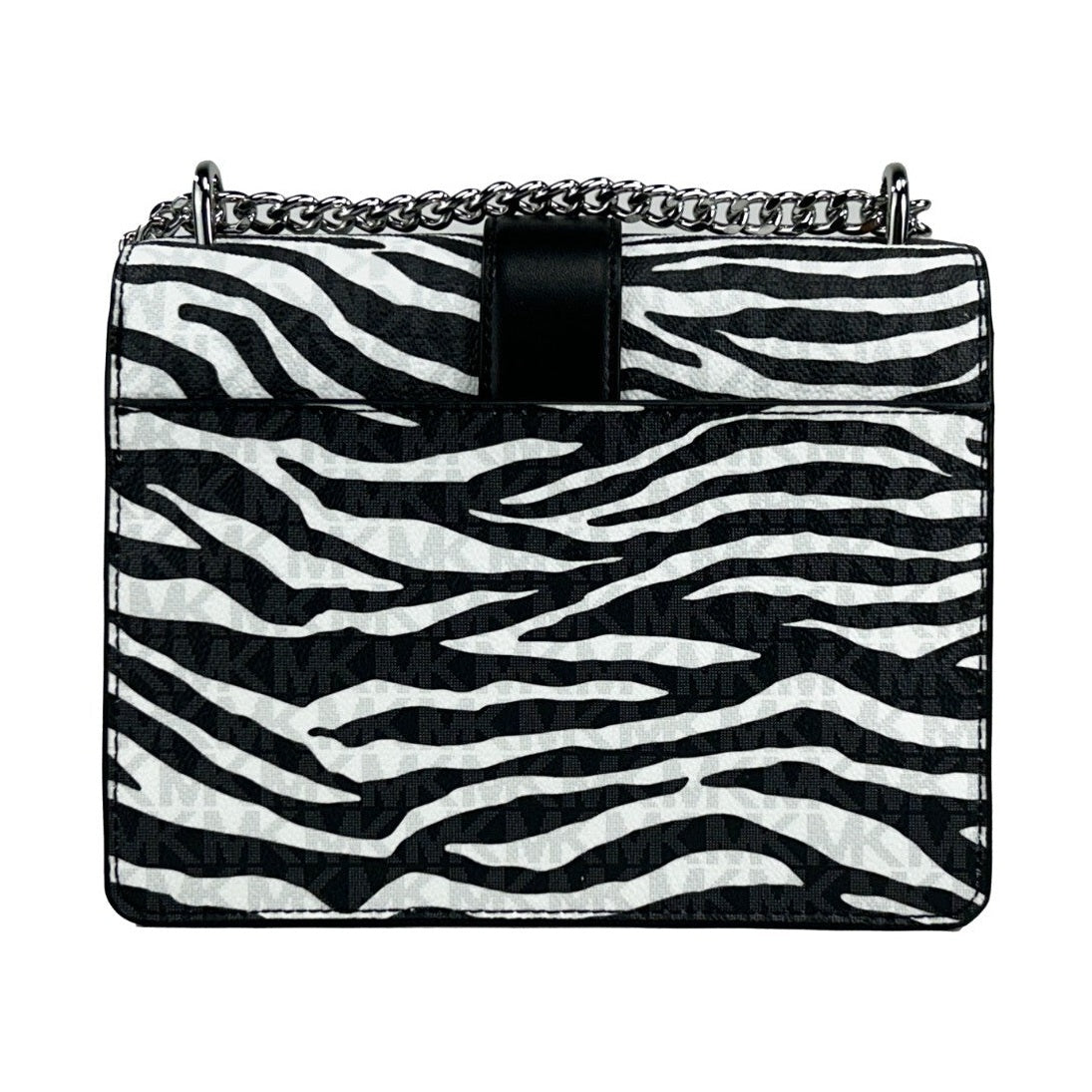 Michael Kors Greenwich Small Print Logo Crossbody Tote Chain Bag Black/White $498