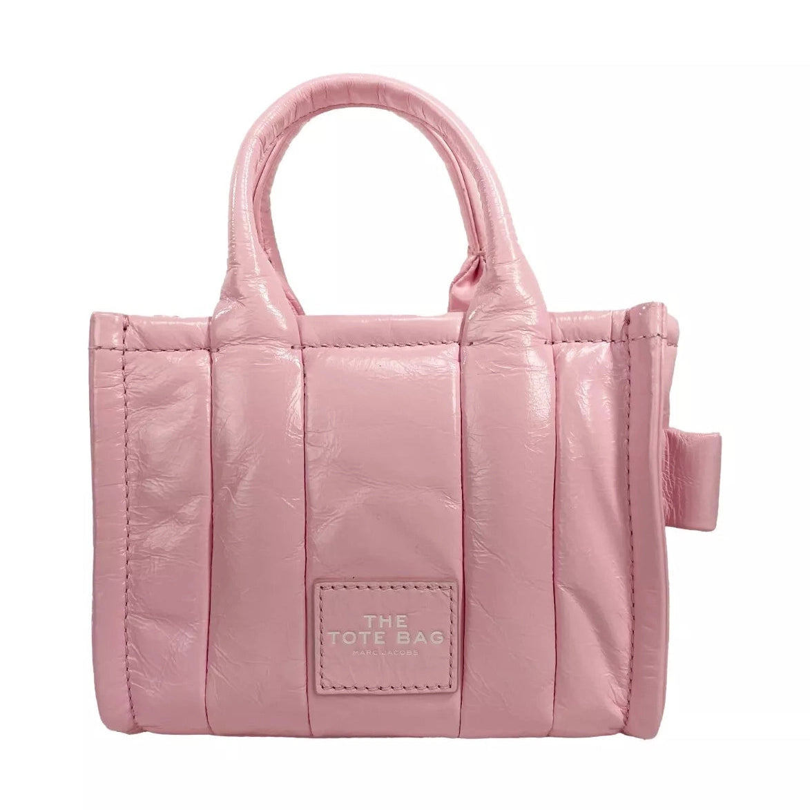 Marc Jacobs The Shiny Crinkle Micro Tote Bubblegum Leather Crossbody