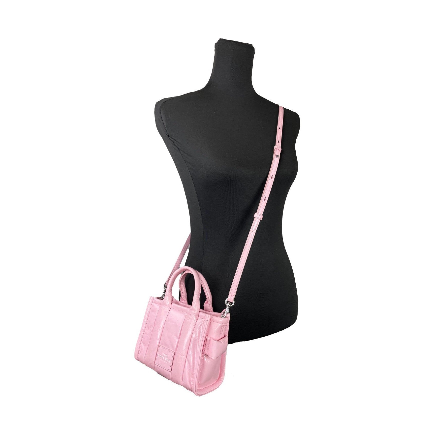 Marc Jacobs The Shiny Crinkle Micro Tote Bubblegum Leather Crossbody