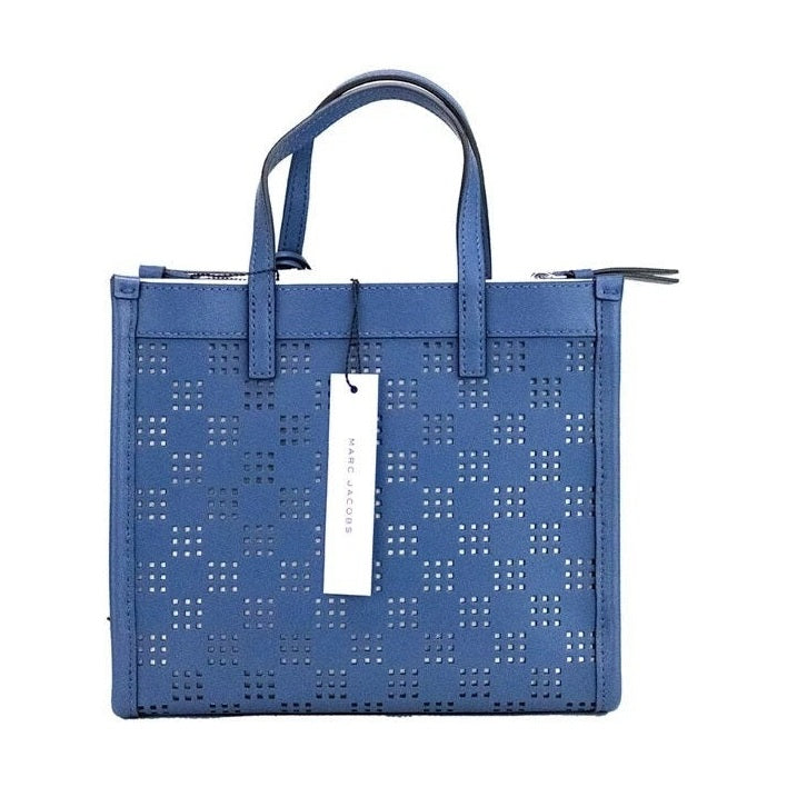 Marc Jacobs Mini Grind Blue Sea Perforated Leather Crossbody Tote Bag Purse