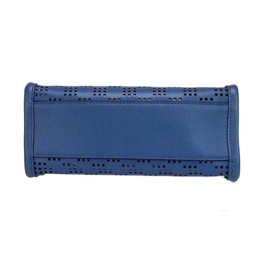 Marc Jacobs Mini Grind Blue Sea Perforated Leather Crossbody Tote Bag Purse