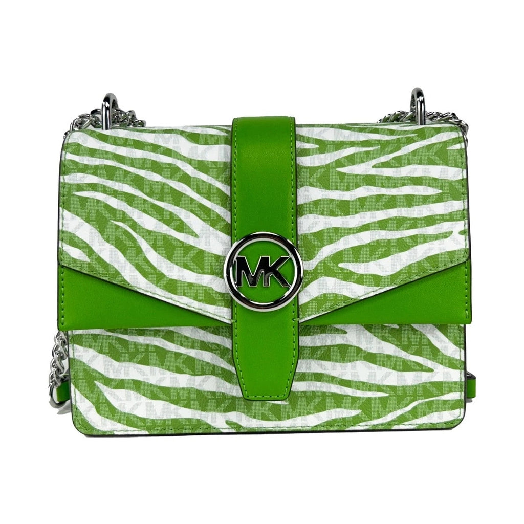 Michael Kors Greenwich Small Print Logo Crossbody Tote Chain Bag  Jungle Green $498
