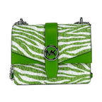 Michael Kors Greenwich Small Print Logo Crossbody Tote Chain Bag  Jungle Green $498