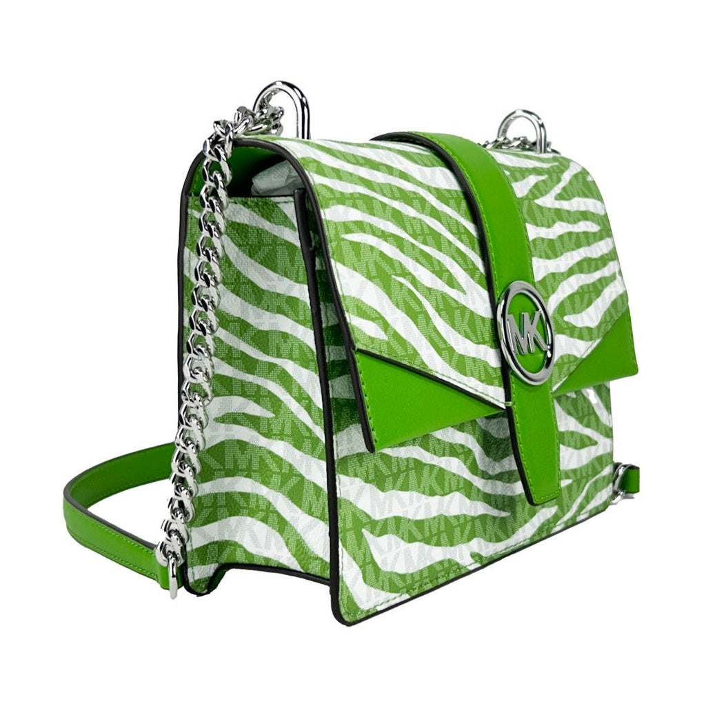 Michael Kors Greenwich Small Print Logo Crossbody Tote Chain Bag  Jungle Green $498