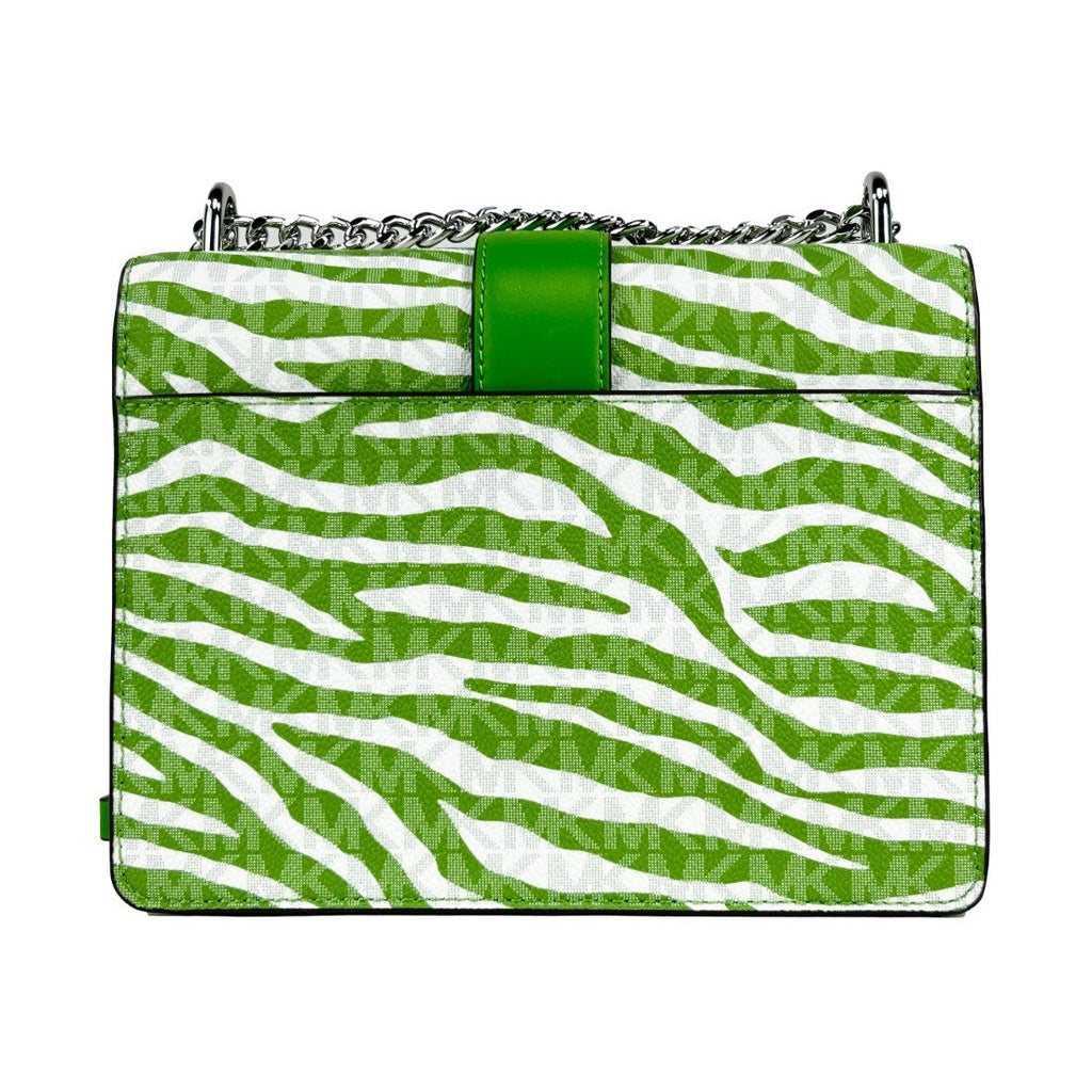 Michael Kors Greenwich Small Print Logo Crossbody Tote Chain Bag  Jungle Green $498