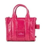 Marc Jacobs The Shiny Crinkle Micro Tote Magenta Leather Crossbody Bag Handbag