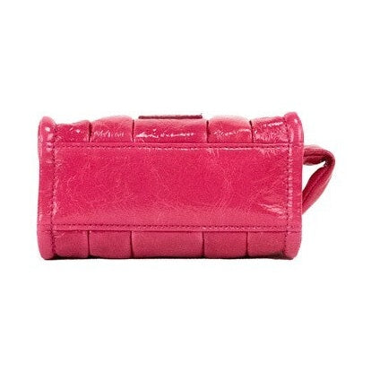 Marc Jacobs The Shiny Crinkle Micro Tote Magenta Leather Crossbody Bag Handbag