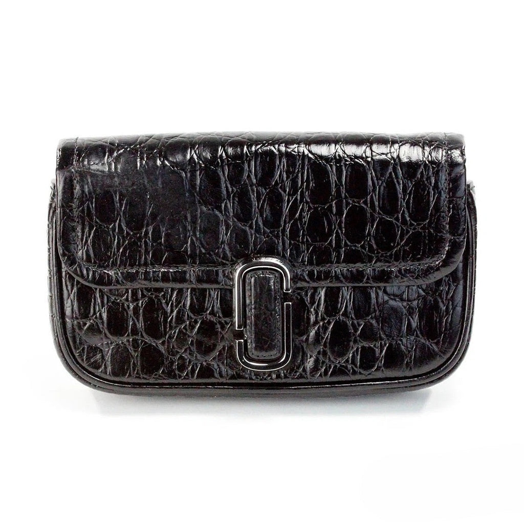 Marc Jacobs The Mini Shoulder Bag Black Embossed Leather Crossbody Bag