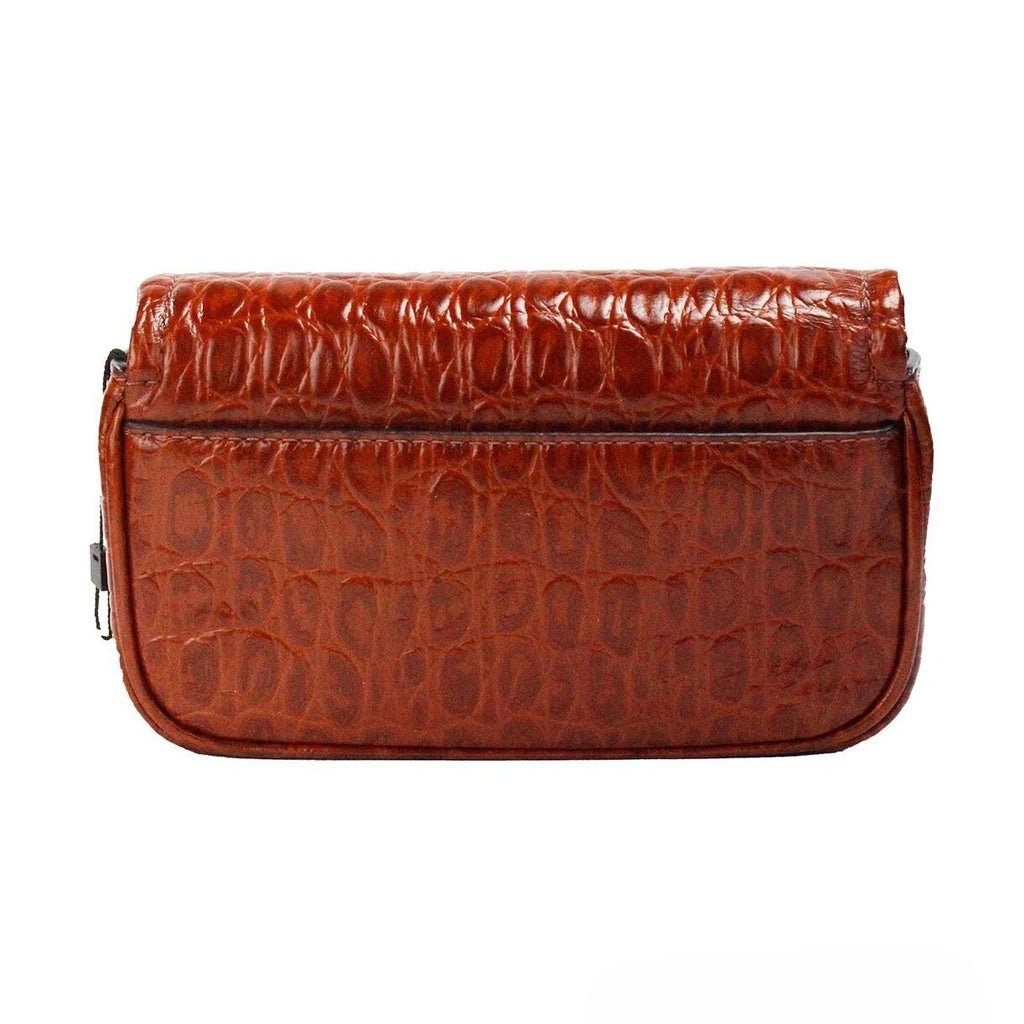Marc Jacobs The Mini Shoulder Bag Spice Brown Embossed Leather Crossbody Bag