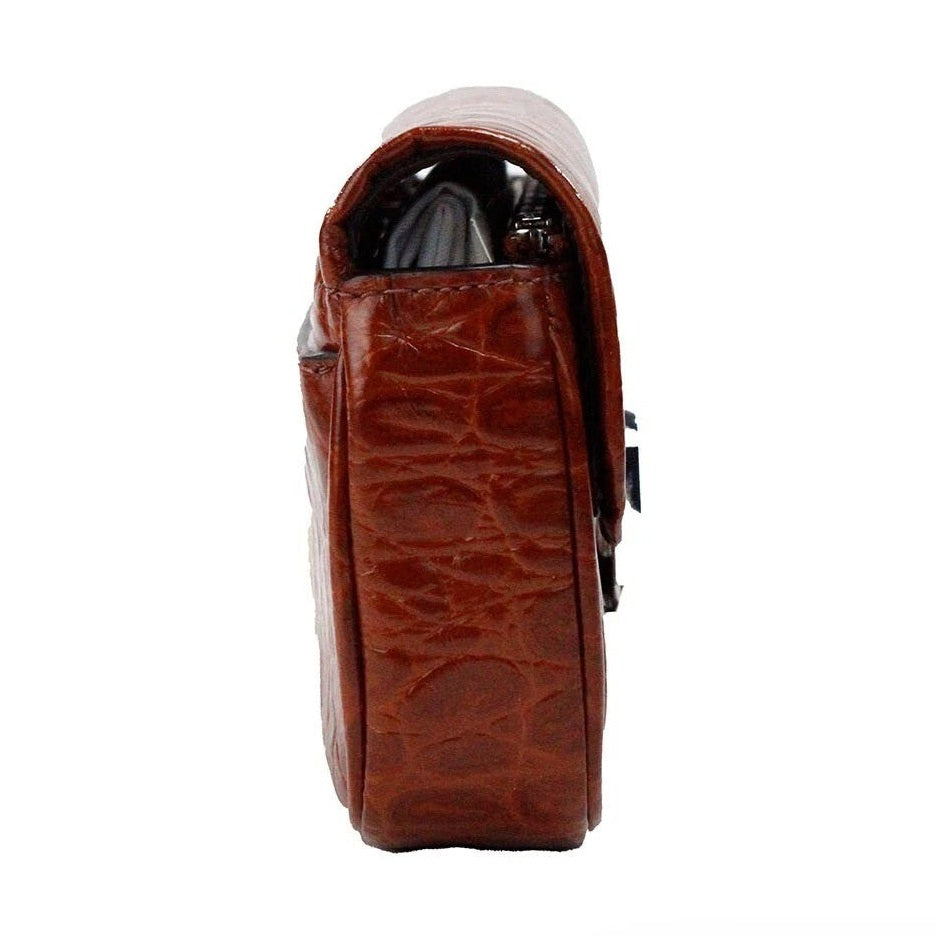Marc Jacobs The Mini Shoulder Bag Spice Brown Embossed Leather Crossbody Bag