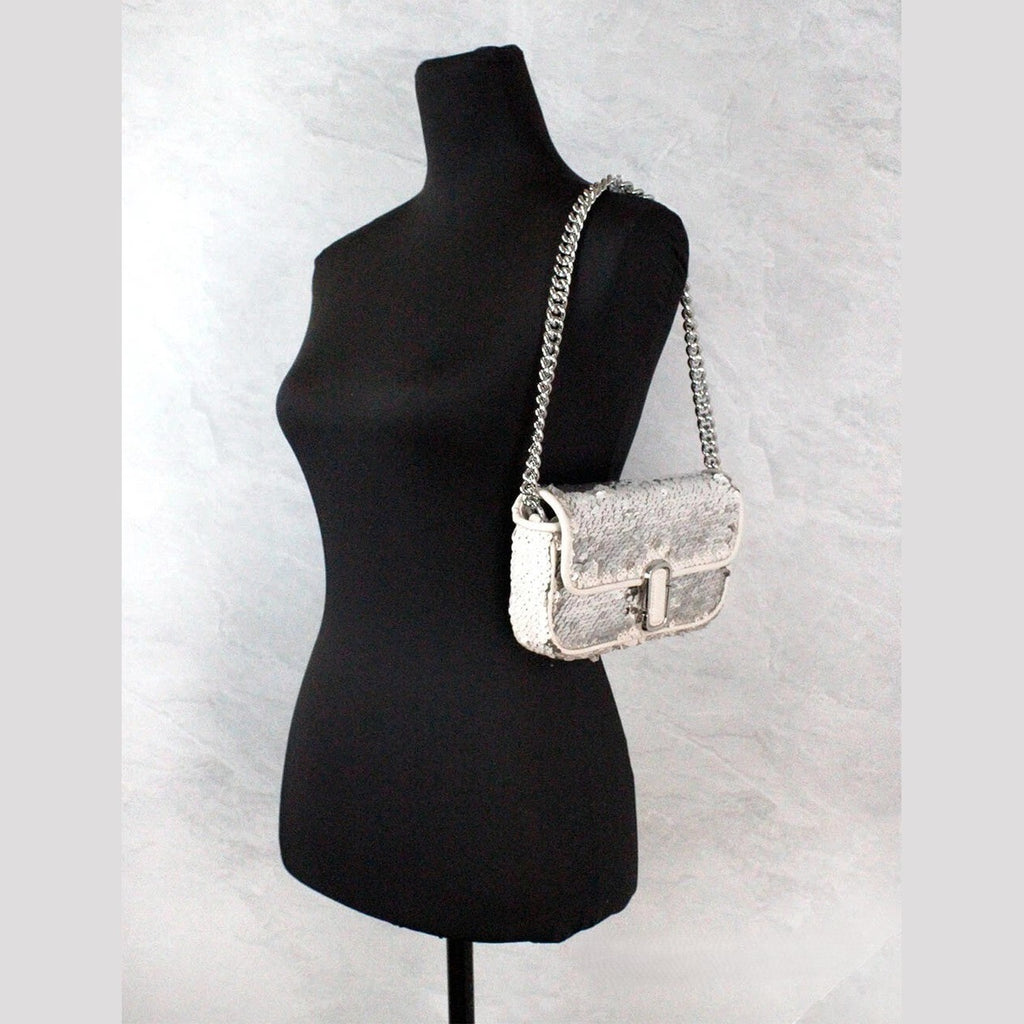 Marc Jacobs The Mini J Marc Shoulder Bag Cream Sequined Crossbody Bag
