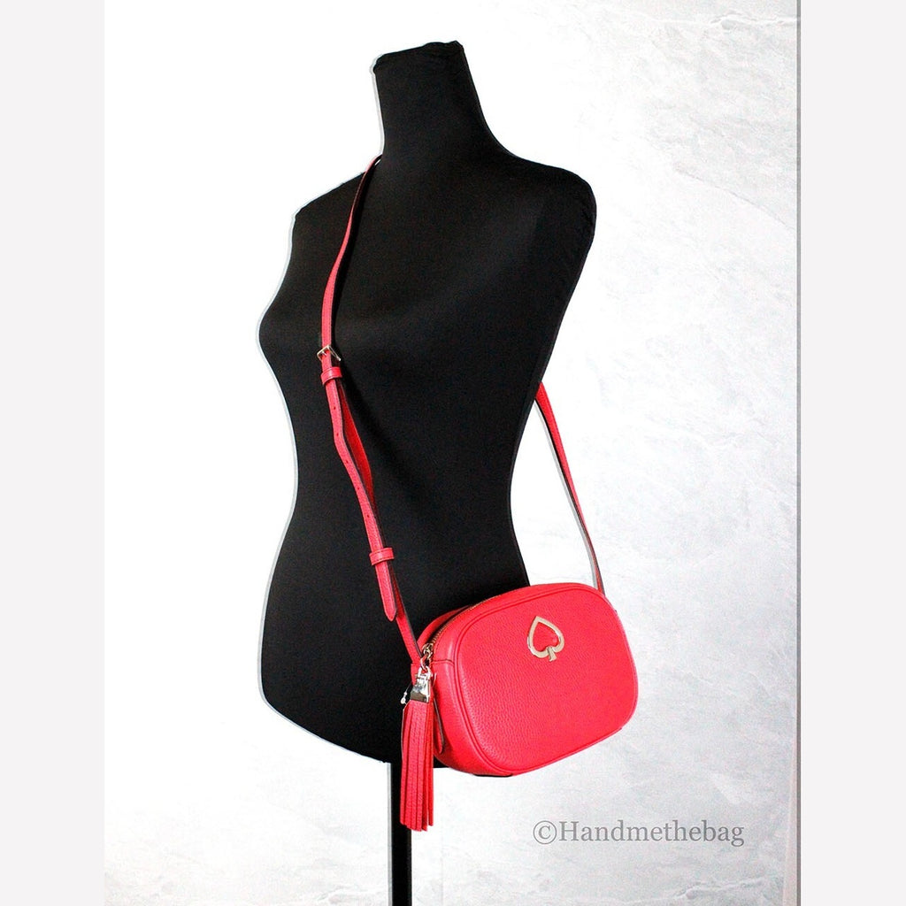 Kate Spade New York Women'S Kourtney Pebbled Leather Zip Around Camera Crossbody Bag (Stoplight)