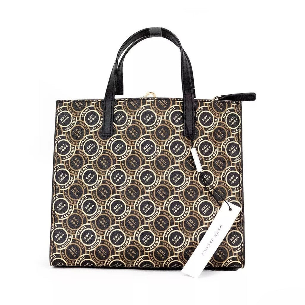 Marc Jacobs Mini Grind Signet Printed Leather Crossbody Tote Handbag Purse