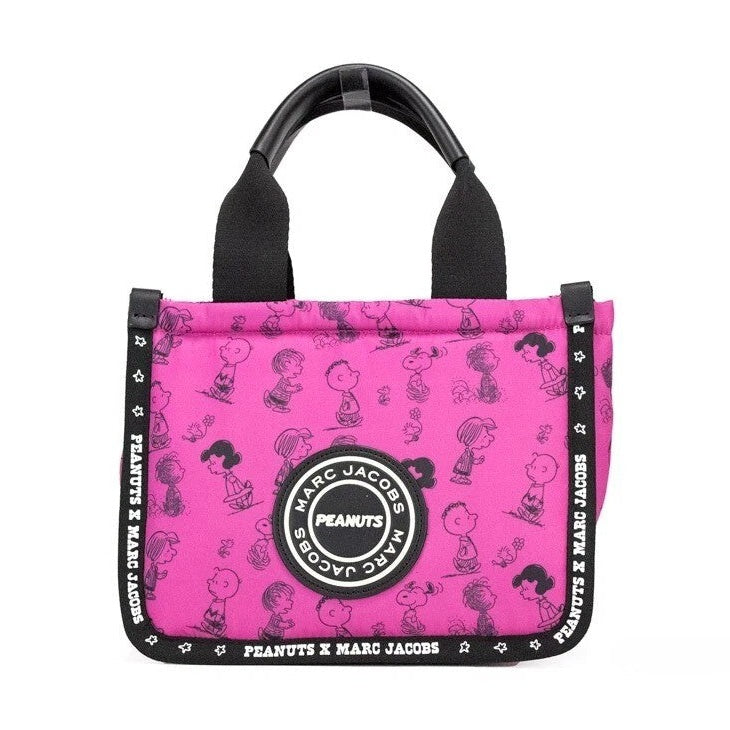 Marc Jacobs X Peanuts Mini Fuchsia Fedora Puffy Nylon Tote Convertible Handbag