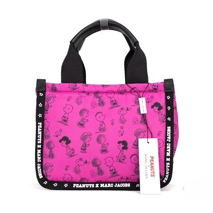 Marc Jacobs X Peanuts Mini Fuchsia Fedora Puffy Nylon Tote Convertible Handbag