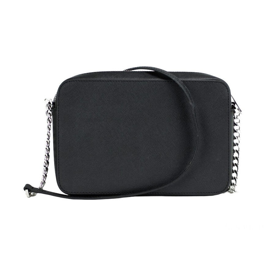 Michael Kors Jet Set Large East West Black Saffiano Leather Crossbody Handbag