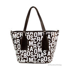 Marc Jacobs Small Black White Monogram Print Saffiano Leather Tote Crossbody Bag