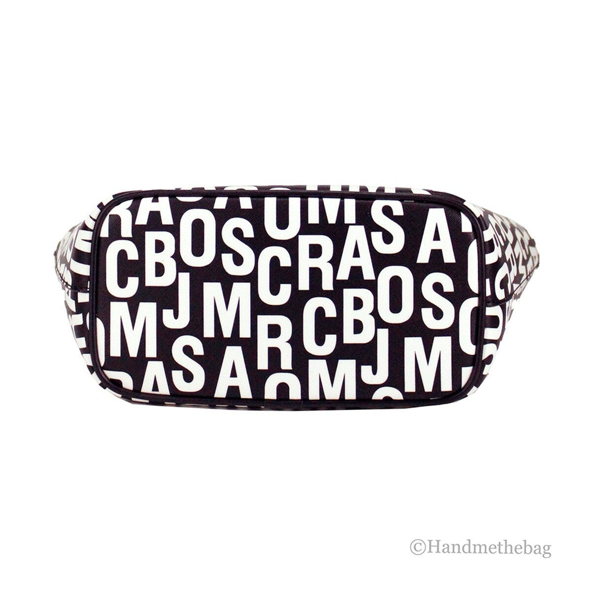 Marc Jacobs Small Black White Monogram Print Saffiano Leather Tote Crossbody Bag