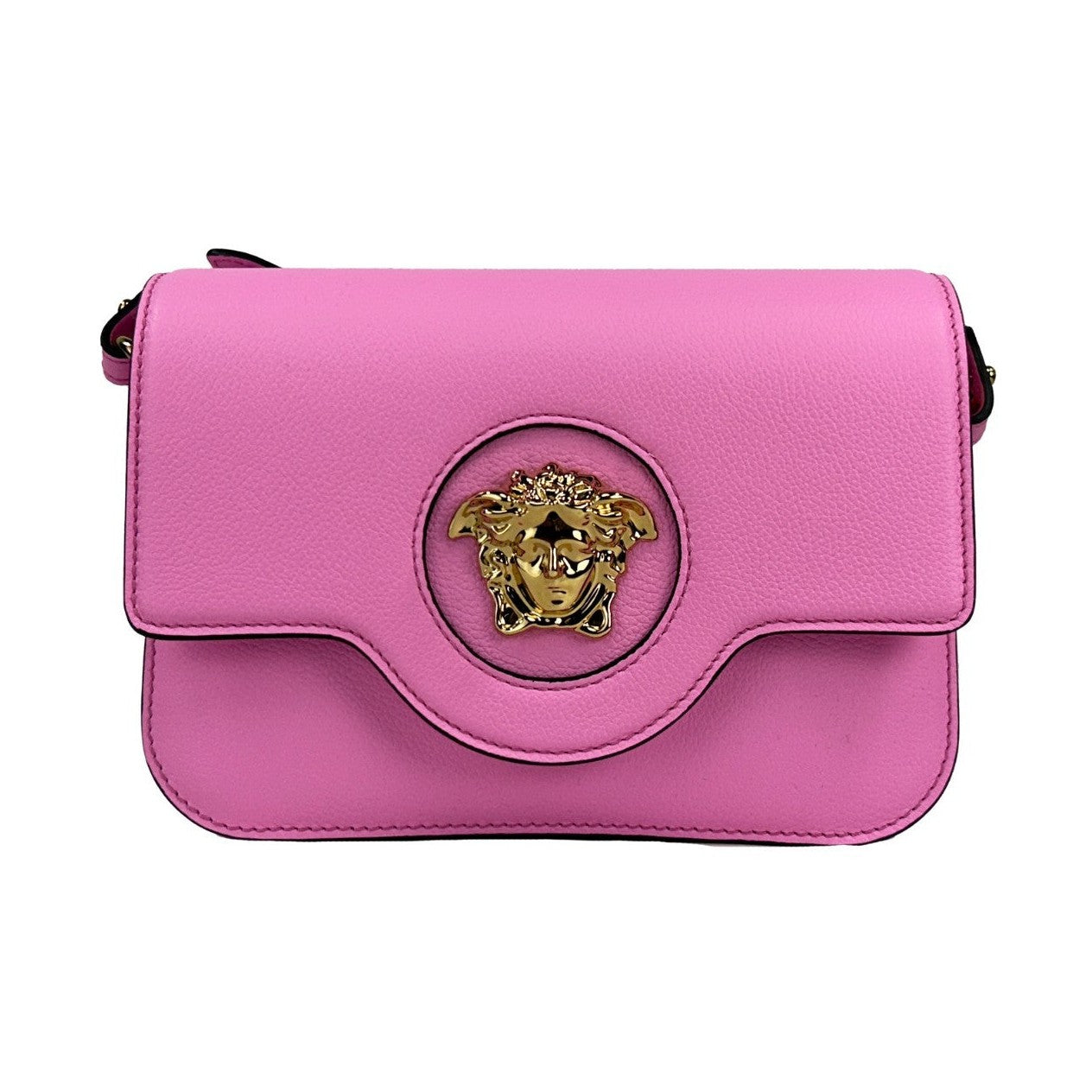 Versace La Medusa Pink Leather Shoulder Crossbody Bag Purse