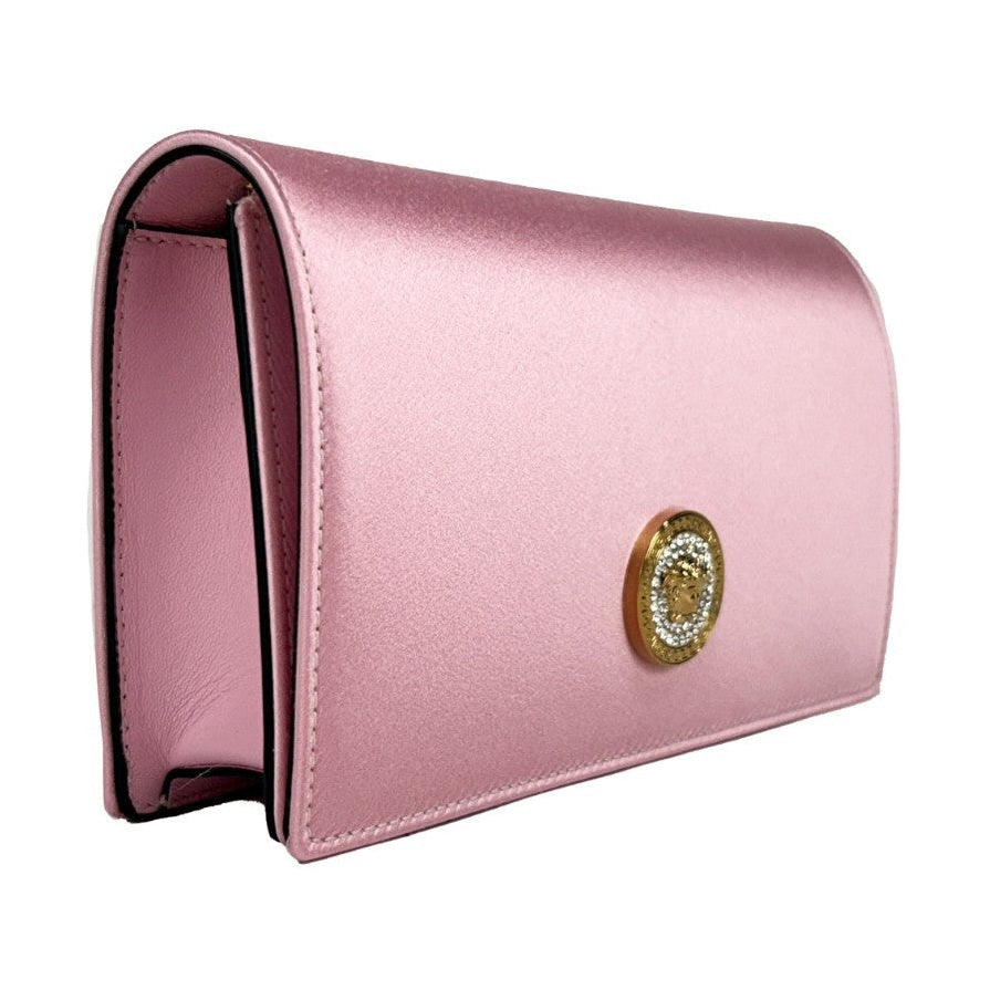 Versace Medusa Crystal Satin Mini Chain Crossbody Bag Purse