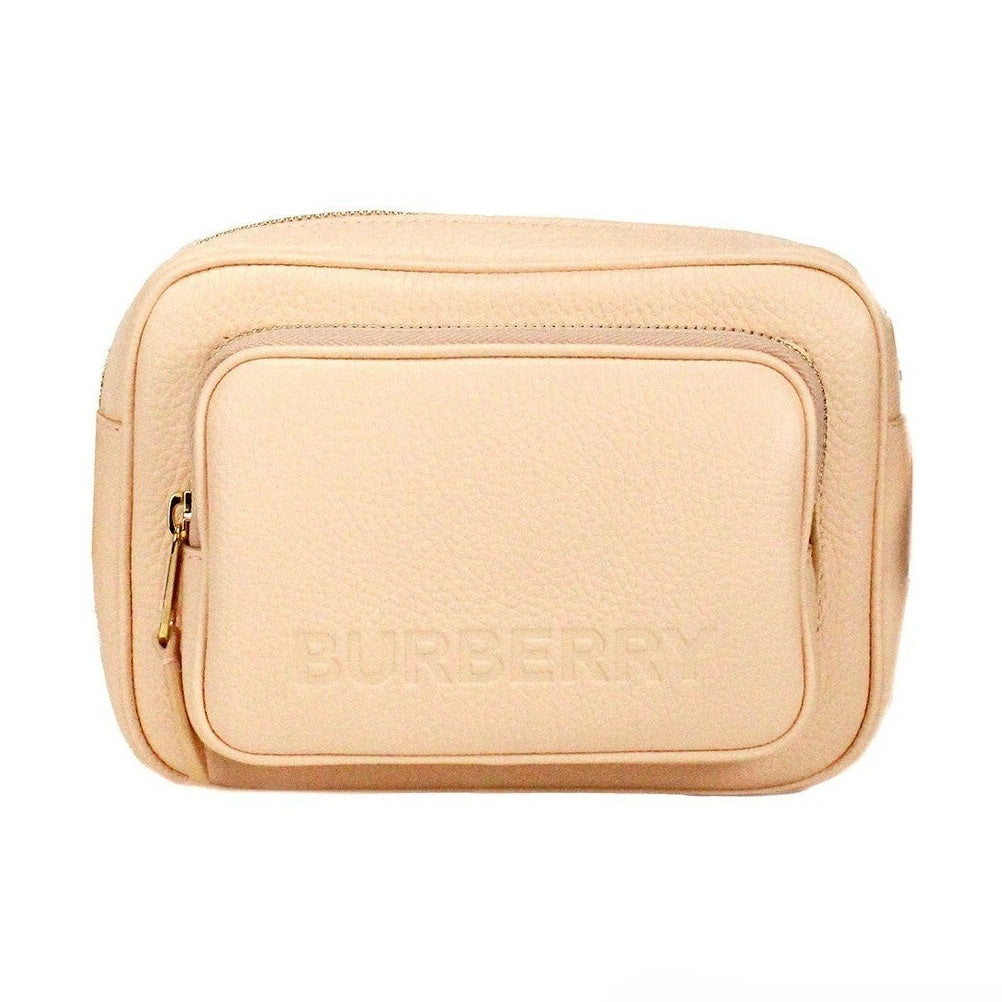 Burberry Small Branded Peach Pink Grainy Leather Camera Crossbody Bag