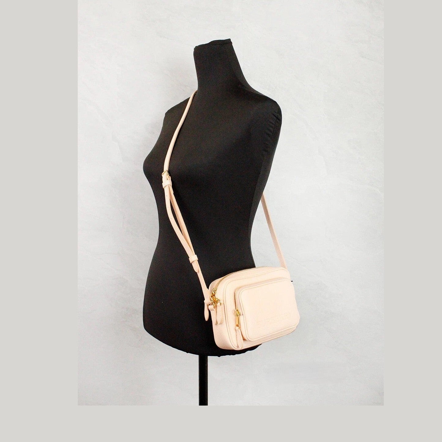 Burberry Small Branded Peach Pink Grainy Leather Camera Crossbody Bag
