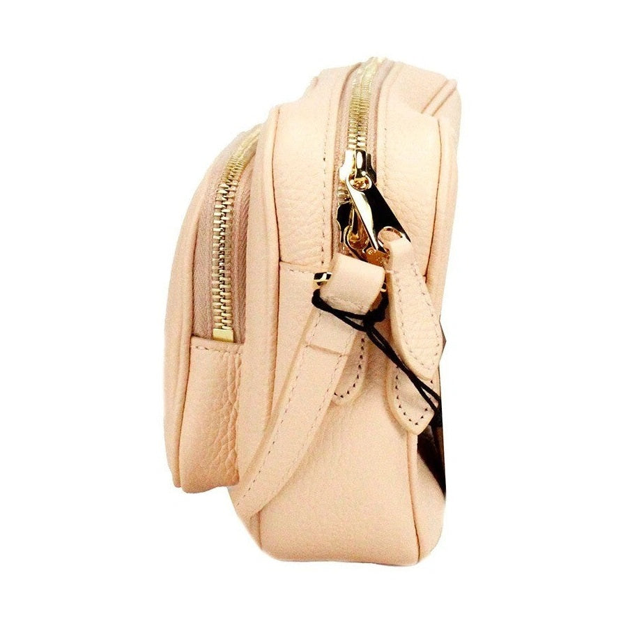 Burberry Small Branded Peach Pink Grainy Leather Camera Crossbody Bag