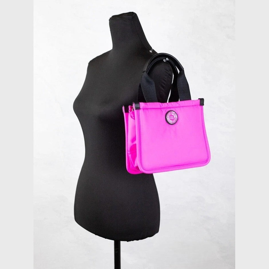 Marc Jacobs Small Neon Fuchsia Nylon Fabric Tote Convertible Bag Purse