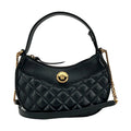 Versace Quilted Black Leather Half Moon Chain Crossbody Bag