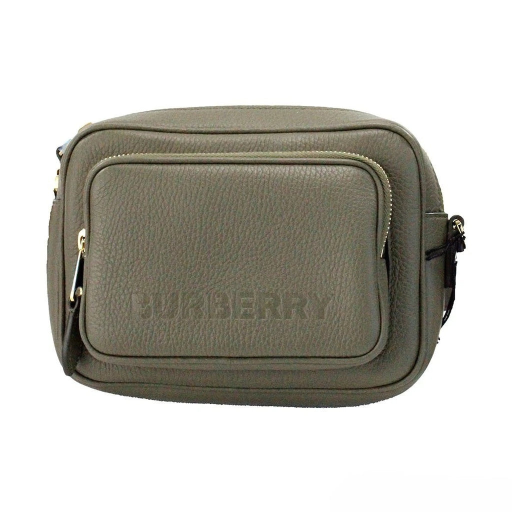 Burberry Small Branded Dark Fern Green Grainy Leather Camera Crossbody Bag