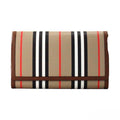 Burberry Hannah Icon Stripe Archive Tan E-Canvas Leather Wallet Crossbody Bag