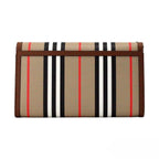 Burberry Hannah Icon Stripe Archive Tan E-Canvas Leather Wallet Crossbody Bag
