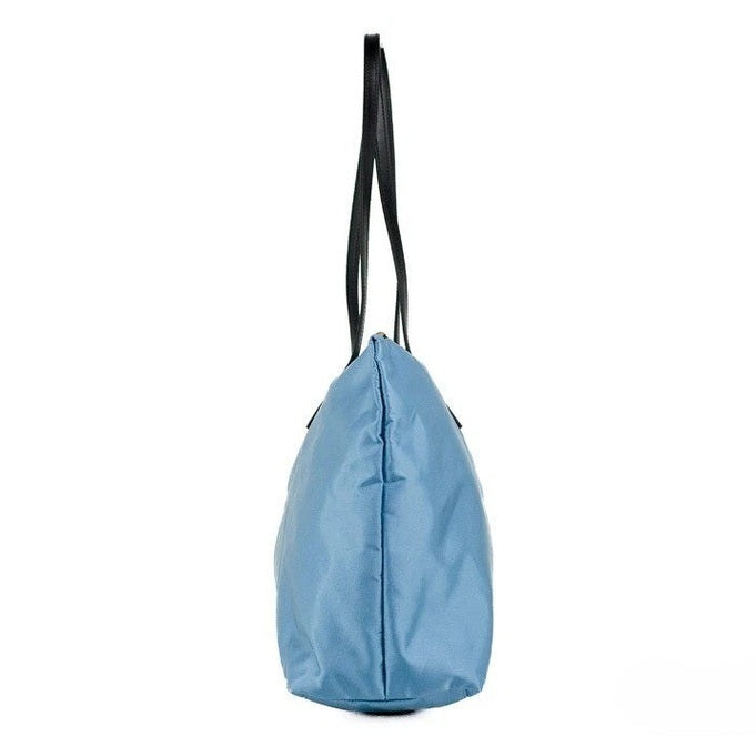 Versace Portuna Medusa Medium Cornflower Blue Nylon Leather Tote Bag Purse