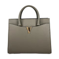 Versace Virtus Large Leather Top Handle Satchel Bag Tote Gray