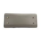 Versace Virtus Large Leather Top Handle Satchel Bag Tote Gray
