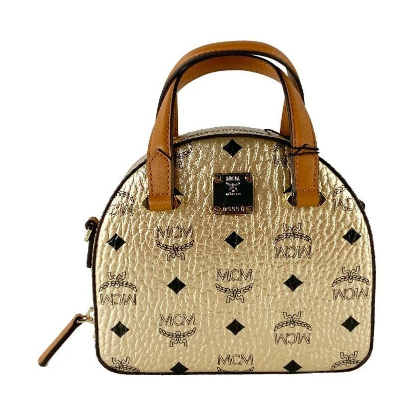 MCM Half Moon Mini Round Top Tote Crossbody Bag