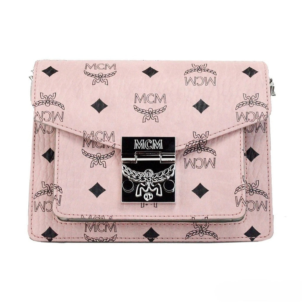 MCM Signature Patricia Leather Mini Flap Lock Crossbody Bag