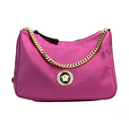 Versace Small Dahlia Nylon Fabric Medusa Pendant Crossbody Shoulder Purse Bag