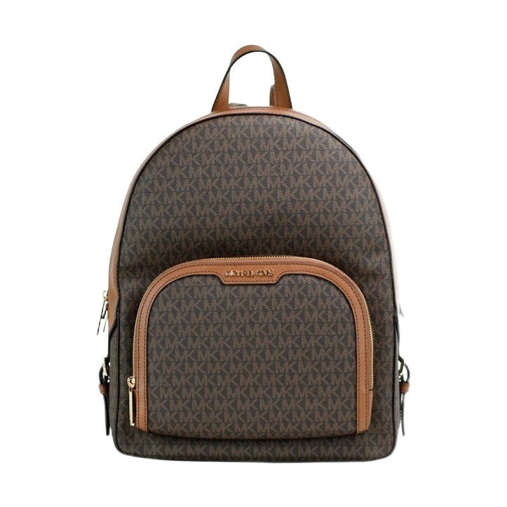 Michael Kors Jaycee Large Brown Signature PVC Shoulder Backpack Bookbag