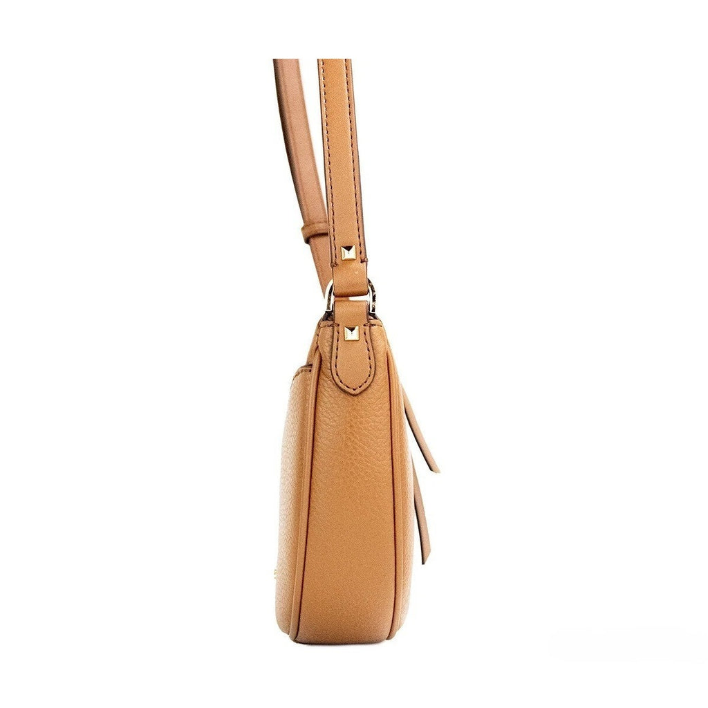 Michael Kors Dover Small Luggage Pebbled Leather Half Moon Crossbody Bag Purse
