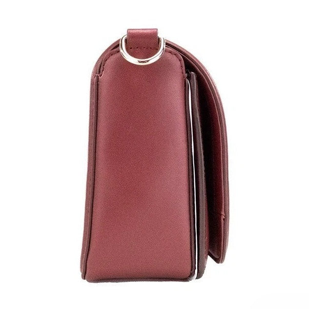 Marc Jacobs Medium Metal Signet Syrah Smooth Leather Flap Crossbody Purse Bag