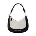Marc Jacobs Natural Black Canvas Leather Hobo Shoulder Handbag Purse