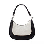 Marc Jacobs Natural Black Canvas Leather Hobo Shoulder Handbag Purse