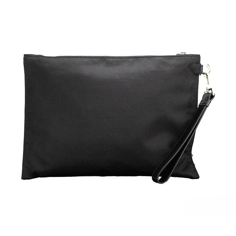Versace Large Black Nylon Fabric Medusa Convertible Pouch Clutch Wristlet Bag