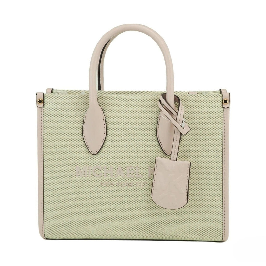 Michael Kors Mirella Small Powder Blush Canvas Shopper Crossbody Handbag Purse