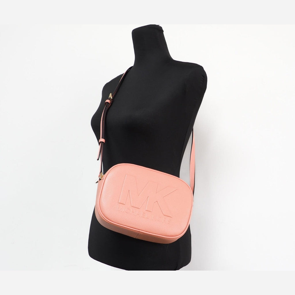 Michael Kors Jet Set Travel Medium Sherbert Leather Oval Camera Crossbody Bag