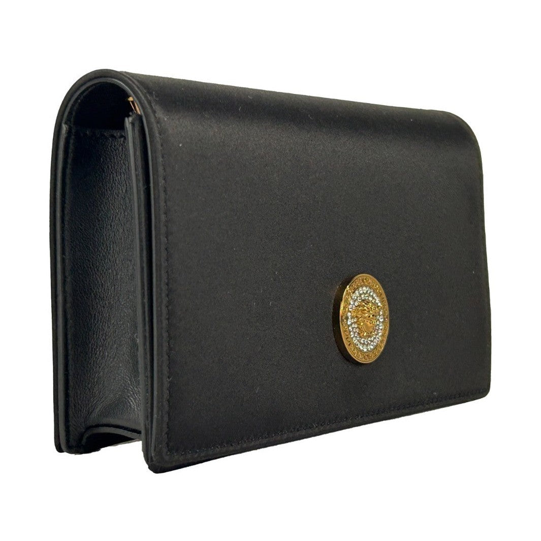 Versace Mini Chain Black Crossbody Wallet Bag